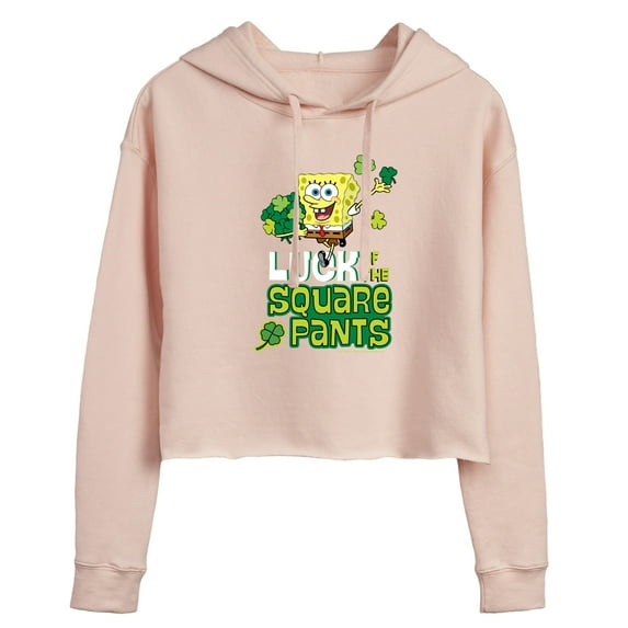 SpongeBob SquarePants - Luck Of The Square Pants - Juniors Cropped Pullover Hoodie
