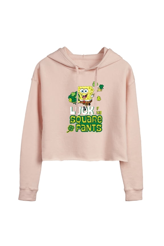 - Luck Of The Square Pants - Juniors Cropped Pullover Hoodie