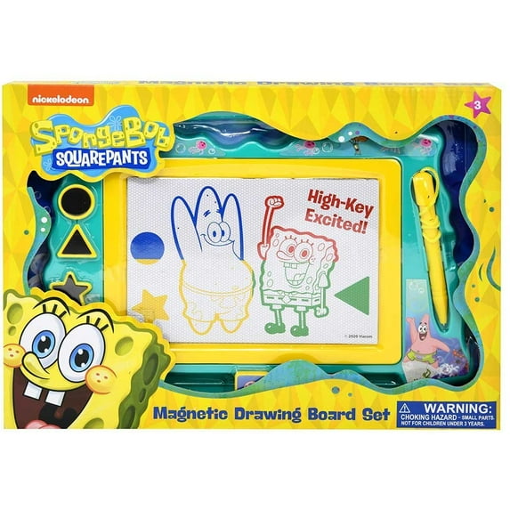 SpongeBob SquarePants Magnetic Drawing Board Set in Box with Stylus and 3 Stamps, for Boys or Girls age 3 and up"