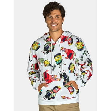 SpongeBob SquarePants Men's & Big Men's Allover Print Graphic Pullover Hoodie, Sizes S-2XL