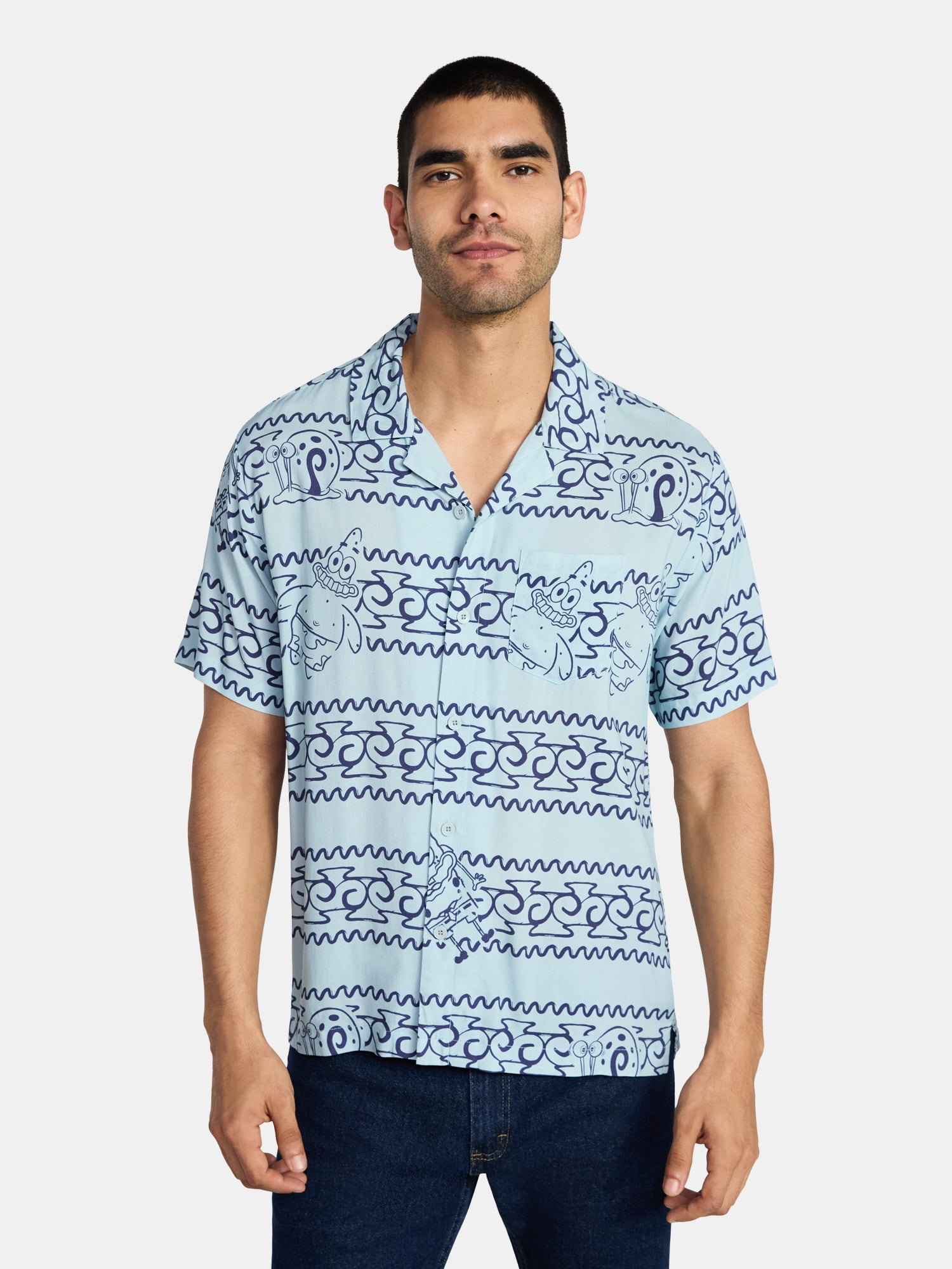 , Men's & Big Men's Graphic Button-Up Shirt, Sizes XS-3XL