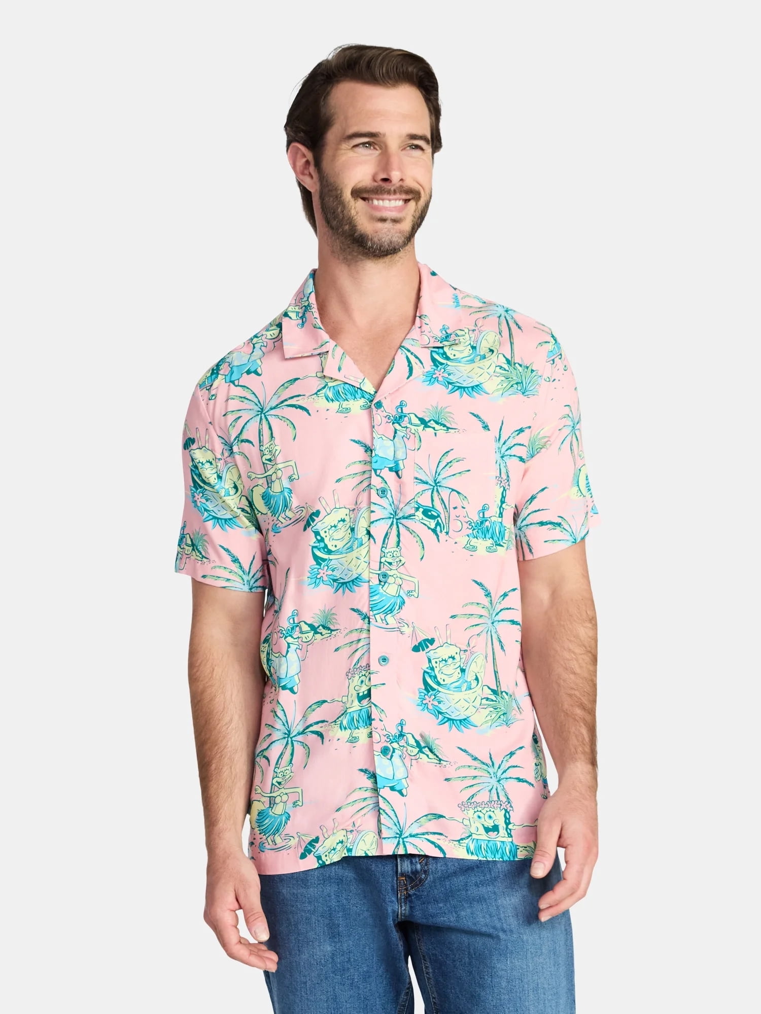Men's and Big Men's Graphic Button-Up Shirt, Sizes XS-5XL