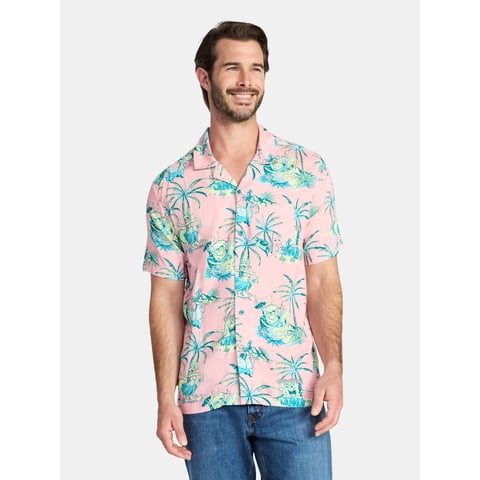 Men's and Big Men's Graphic Button-Up Shirt, Sizes XS-5XL