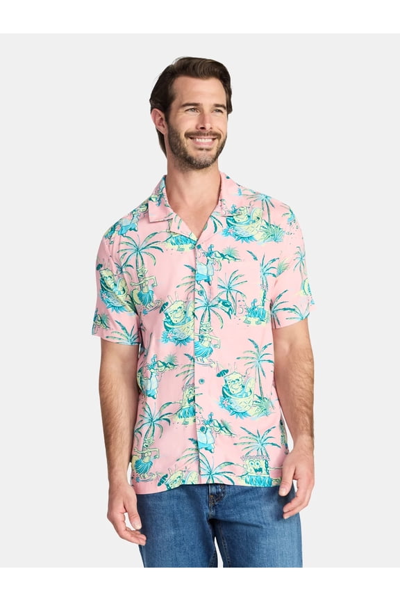 , Men's & Big Men's Graphic Button-Up Shirt, Sizes XS-3XL