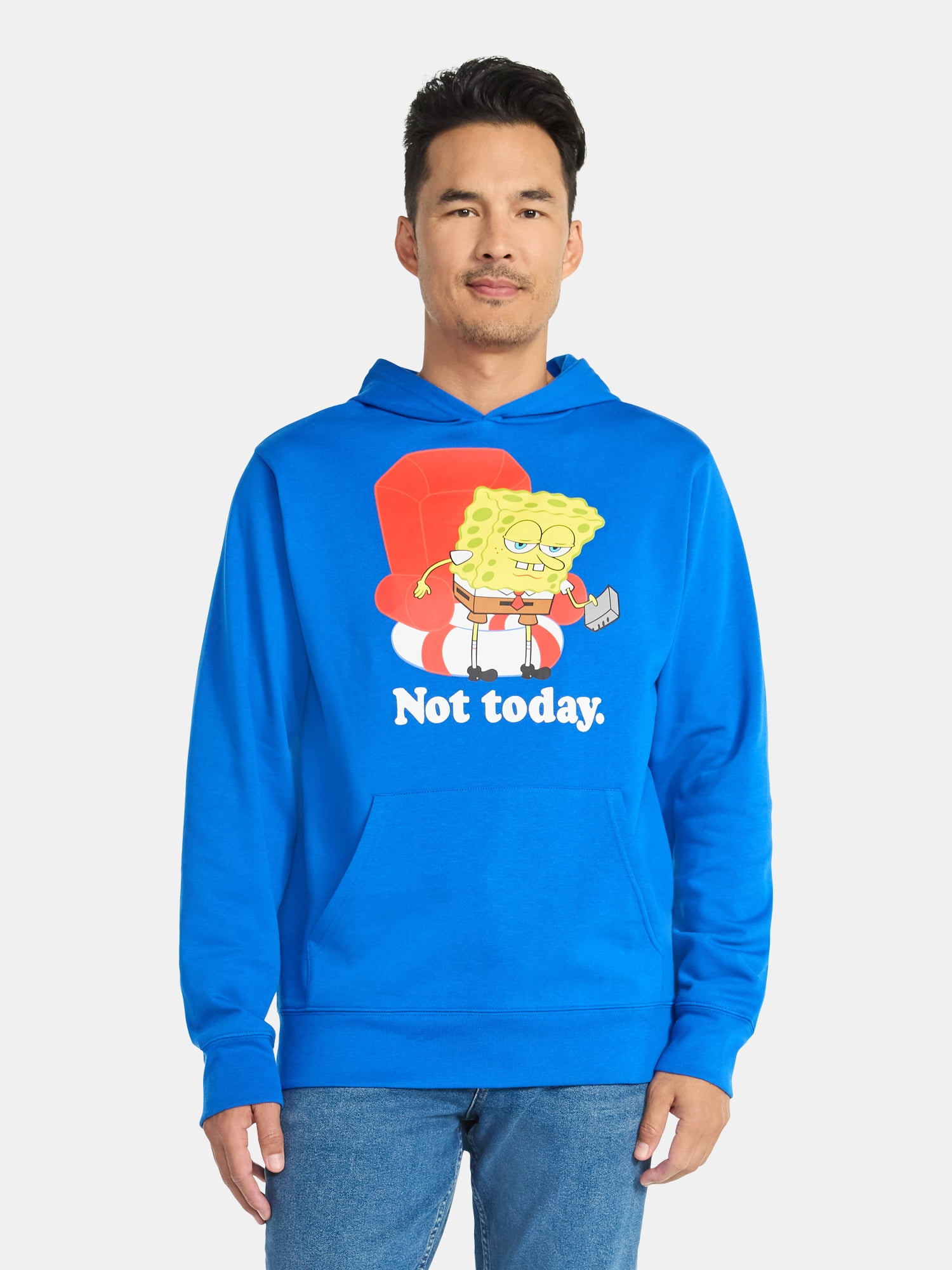 SpongeBob SquarePants Men's and Big Men's Not Today Graphic Hoodie, Sizes XS-5XL