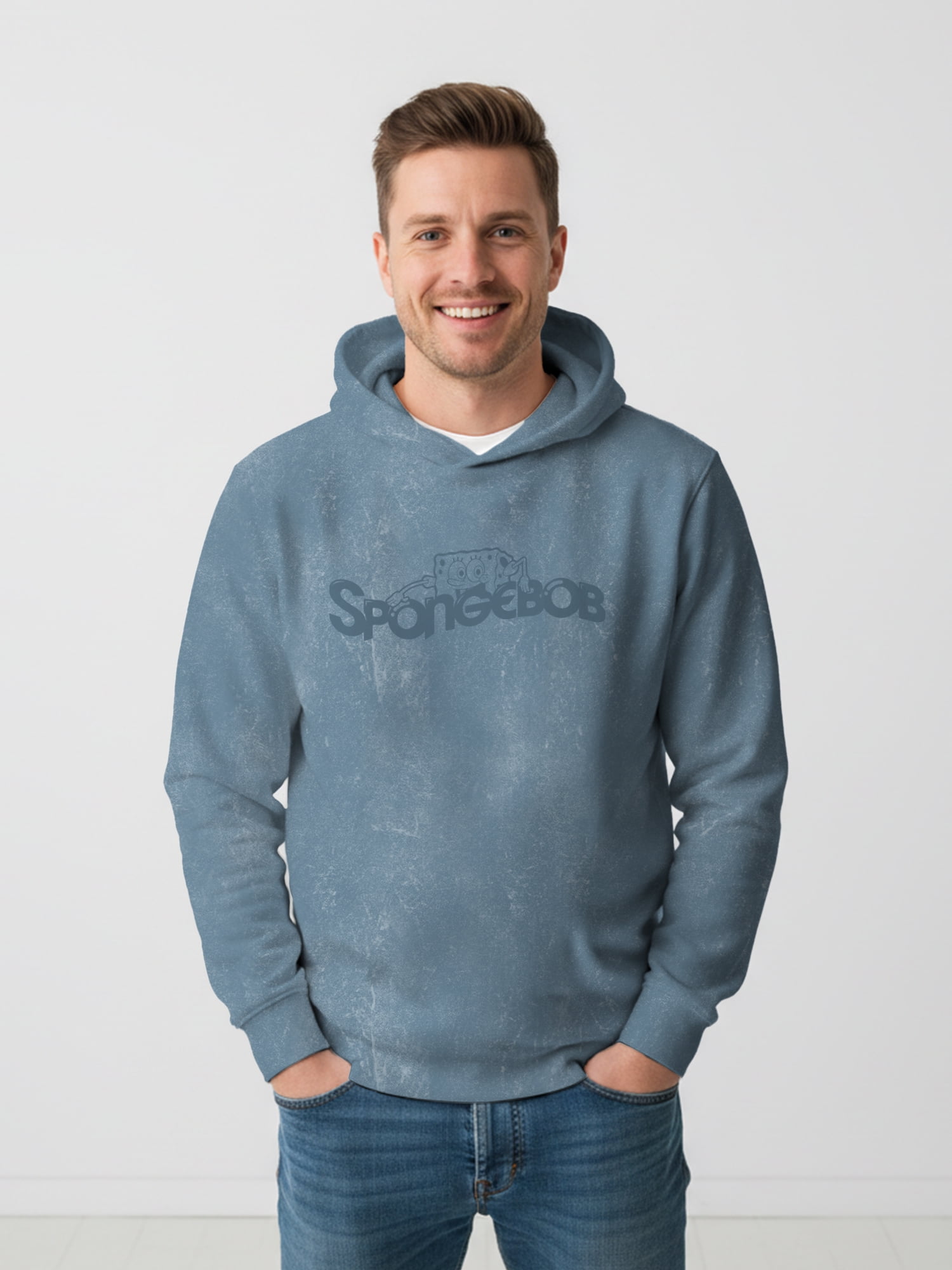 SpongeBob SquarePants, Men's & Big Men's Graphic Mineral Wash Hoodie, Sizes XS-5XL