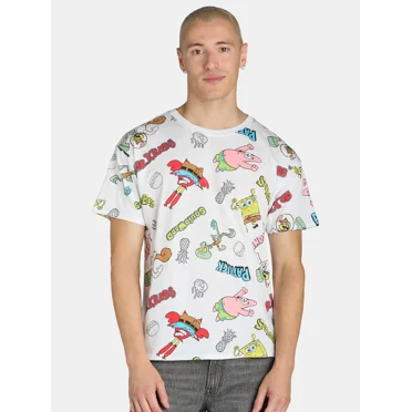 SpongeBob SquarePants Men's & Big Men's Graphic Print Tee with Short Sleeves, Sizes S-XL