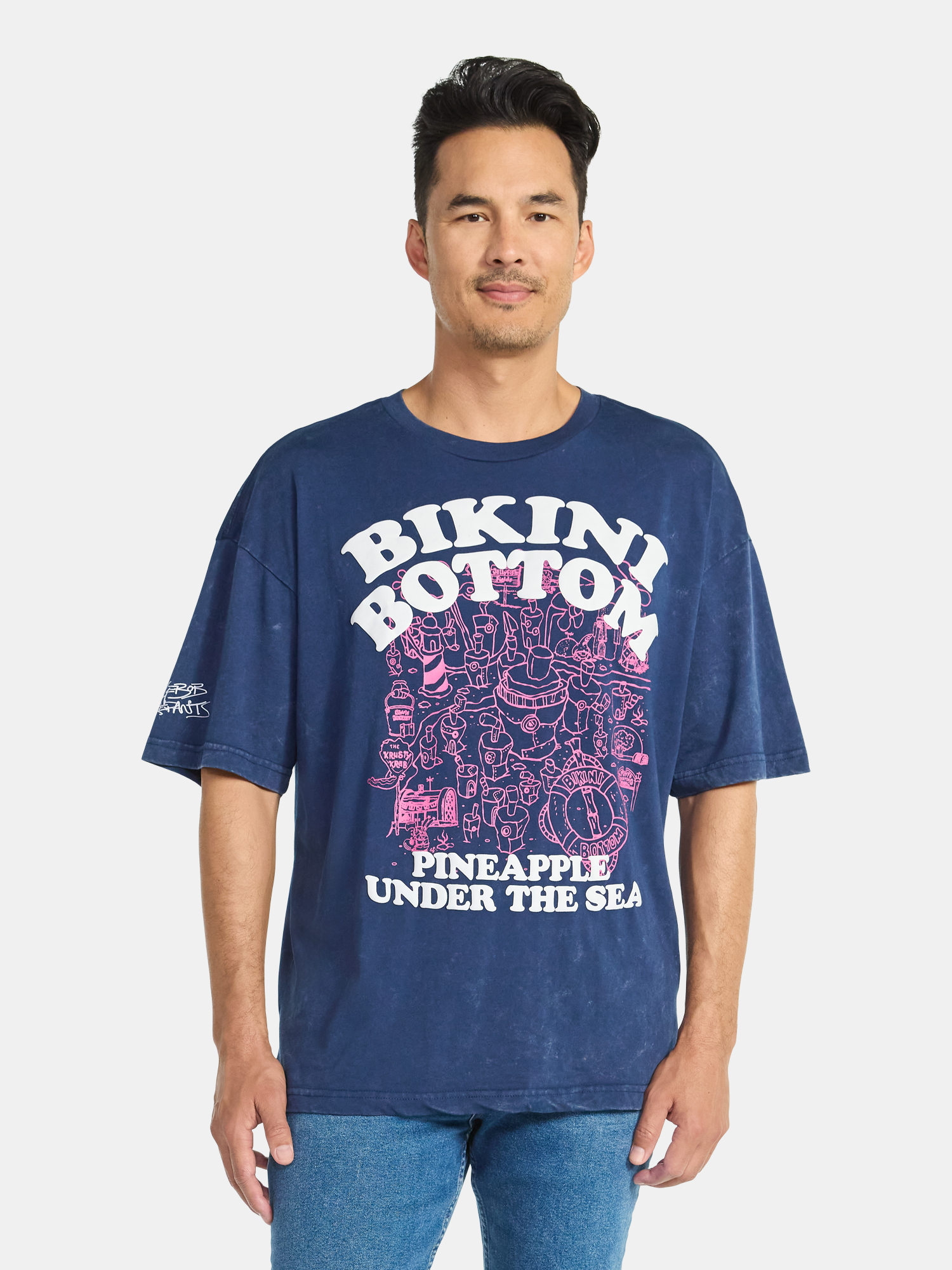 SpongeBob SquarePants Men's and Big Men's Bikini Bottom Graphic Tee, Sizes S-3XL