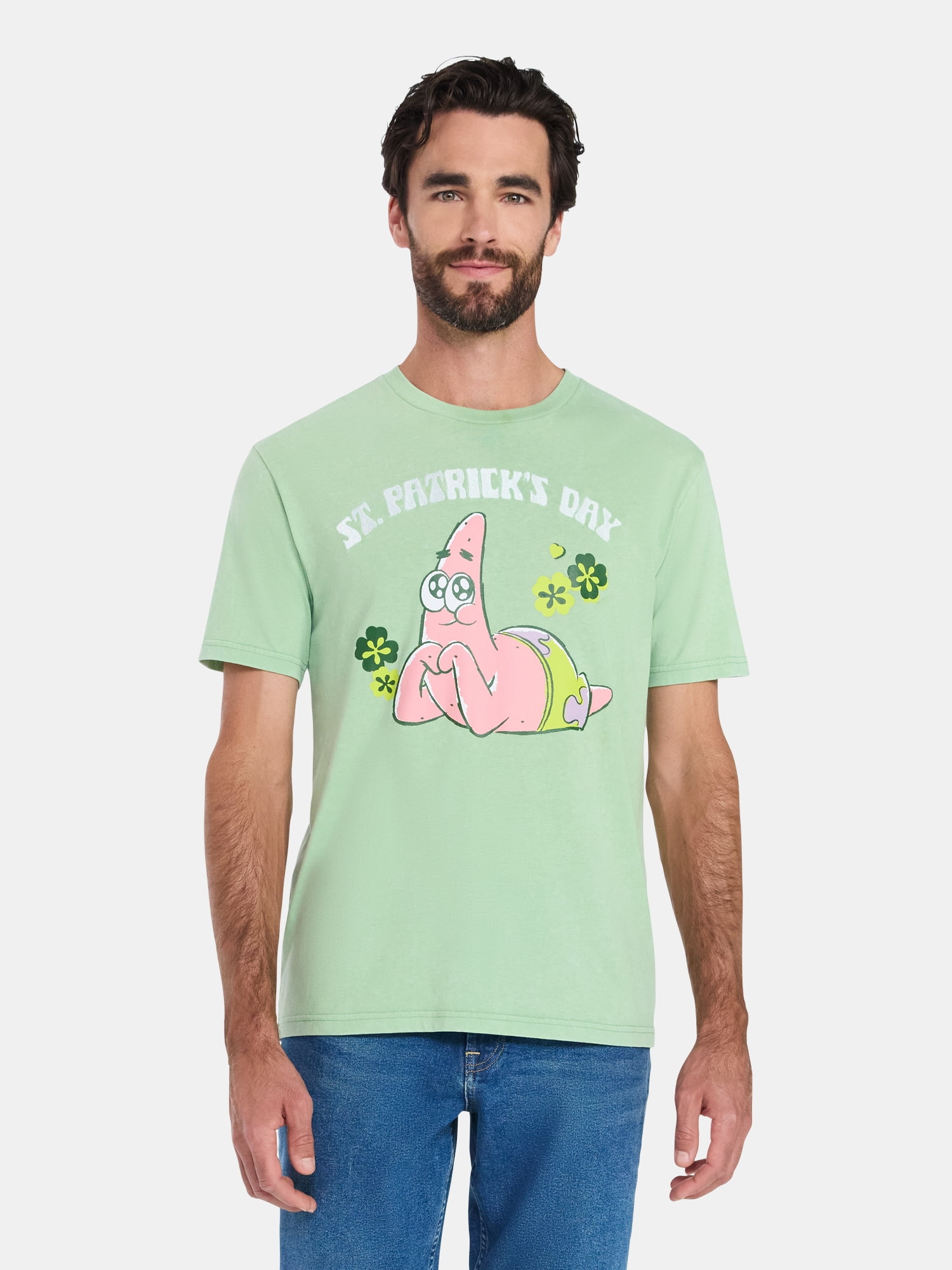 SpongeBob SquarePants, Men's & Big Men's St. Patrick's Day Graphic Tee, Sizes XS-3XL