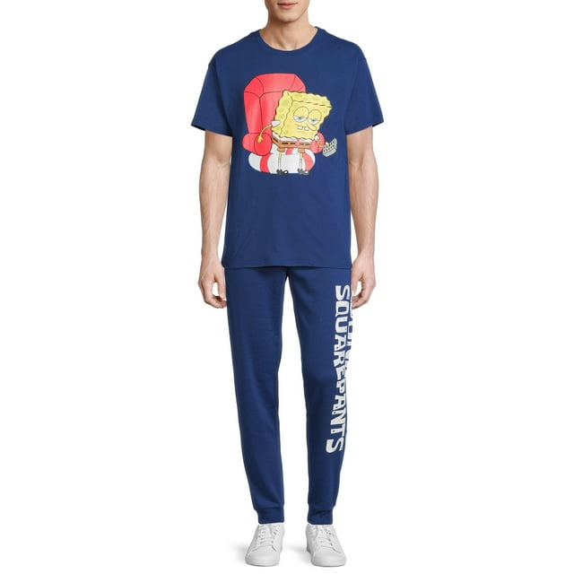 SpongeBob SquarePants Men's & Big Men's Short Sleeve Graphic T-Shirt & Jogger Sweatpants, 2-Piece Set, Sizes S-2X Men's Space Jam Graphic Tee & Sweatpants