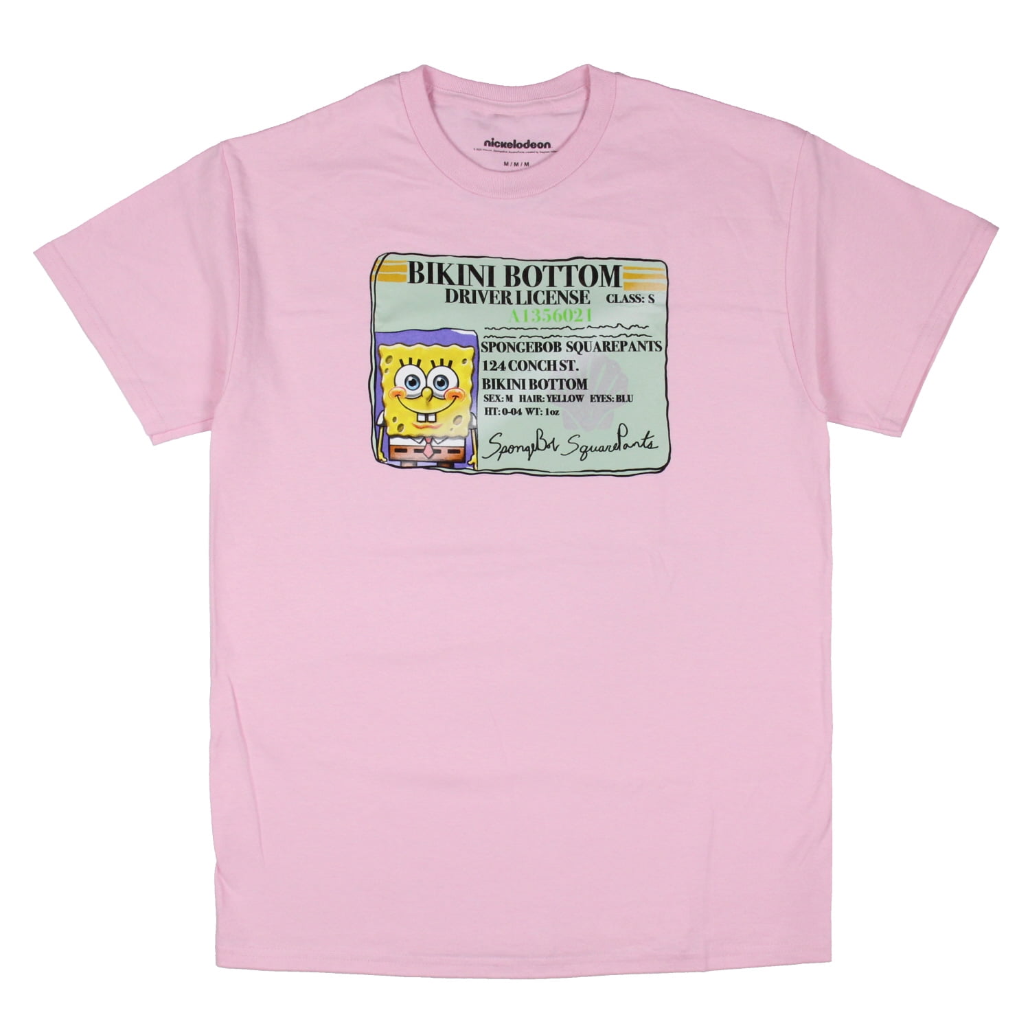 SpongeBob SquarePants Men's Bikini Bottom Drivers License T-Shirt, L