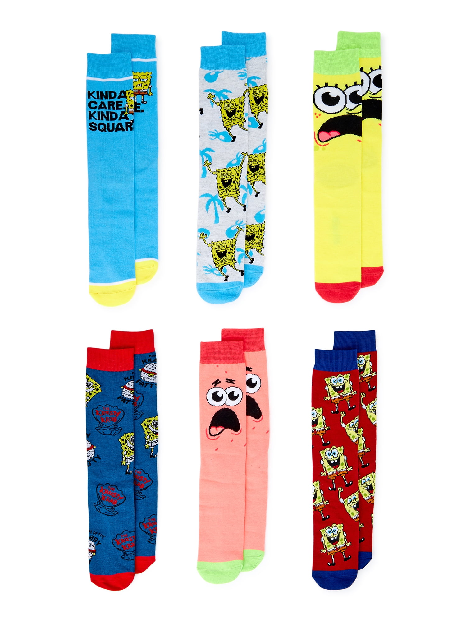 SpongeBob SquarePants Men’s Crew Socks, 6-Pack - Walmart.com