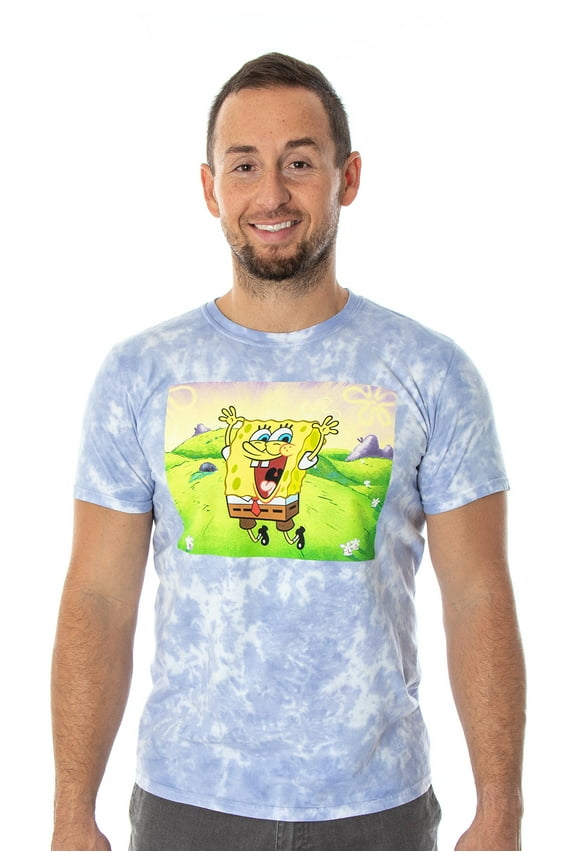 SpongeBob SquarePants Men's Jump For Joy Bleach Wash Dye T-Shirt
