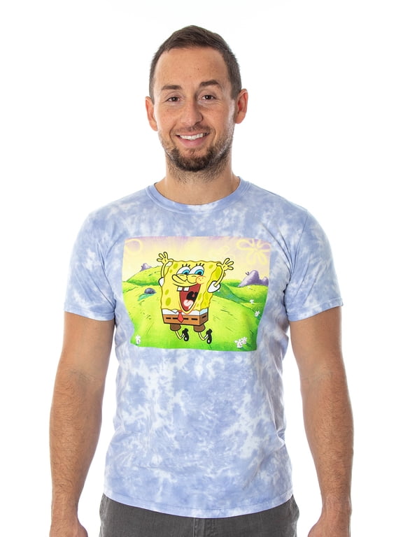 SpongeBob SquarePants Men's Jump For Joy Bleach Wash Dye T-Shirt