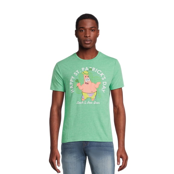 SpongeBob SquarePants Men's Saint Patrick's Day Graphic Tee with Short Sleeves, Sizes S-3XL