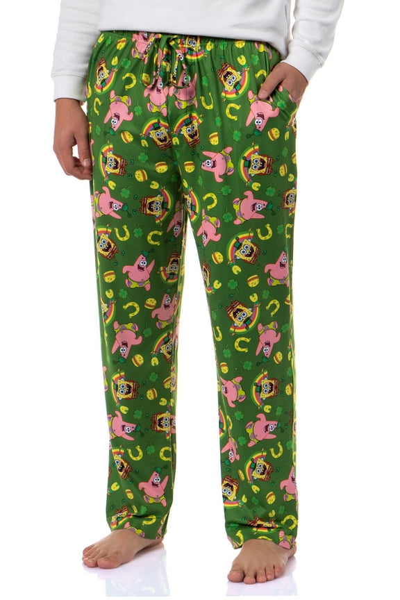 SpongeBob SquarePants Men's Saint Patrick's Day Tossed Print Sleep Pajama Pants For Adults