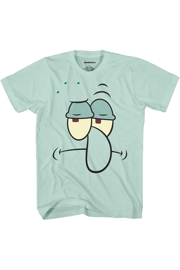 Mens Spongebob Squarepants Classic Shirt - Spongebob, Patrick, Squidward & Mr Krab Big Face T-Shirt Mint, Large