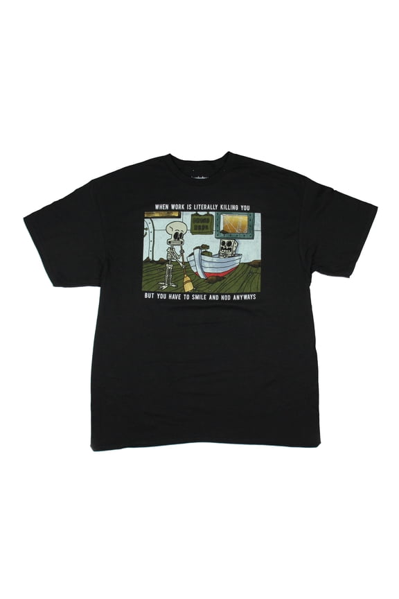 SpongeBob SquarePants Men's Work Is Killing You Skeleton Design T-Shirt