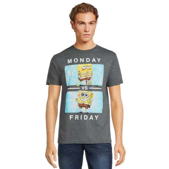 SpongeBob SquarePants Men's and Big Men's Monday vs Friday Graphic Tee, S-3XL