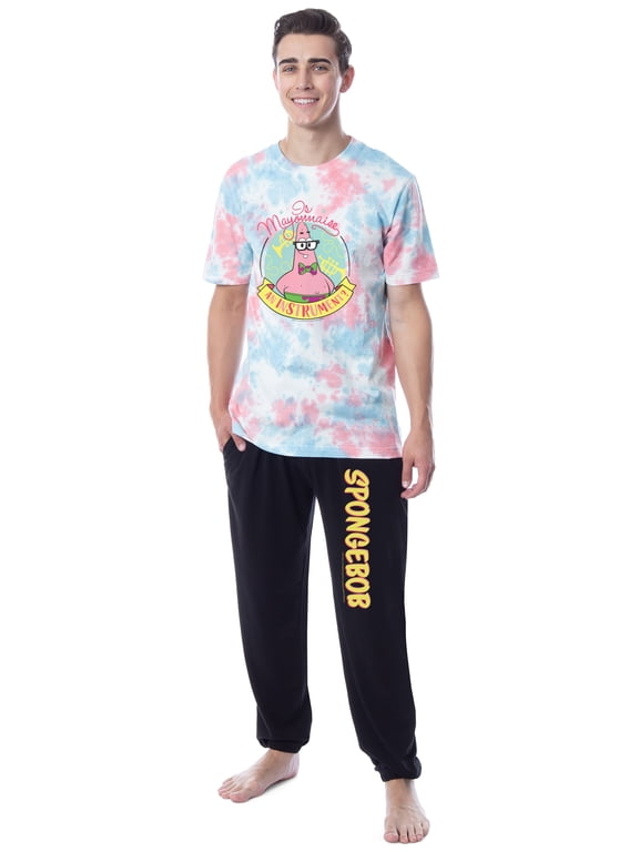 SpongeBob SquarePants Mens' Patrick Tie-Dye Funny Jogger Sleep Pajama Set