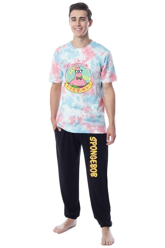 SpongeBob SquarePants Mens' Patrick Tie-Dye Funny Jogger Sleep Pajama Set