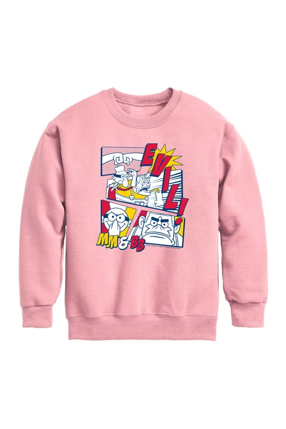 - Mermaid Man And Barnacle Boy Comic Panels - Youth Boys Crew Fleece Sweatshirt