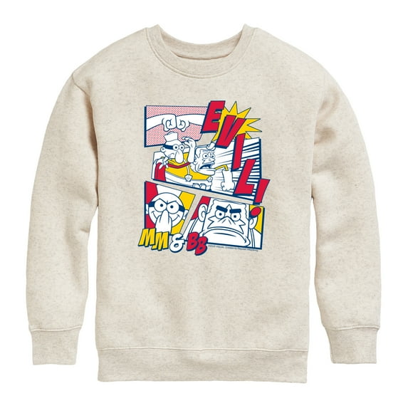 SpongeBob SquarePants - Mermaid Man And Barnacle Boy Comic Panels - Youth Boys Crew Fleece Sweatshirt