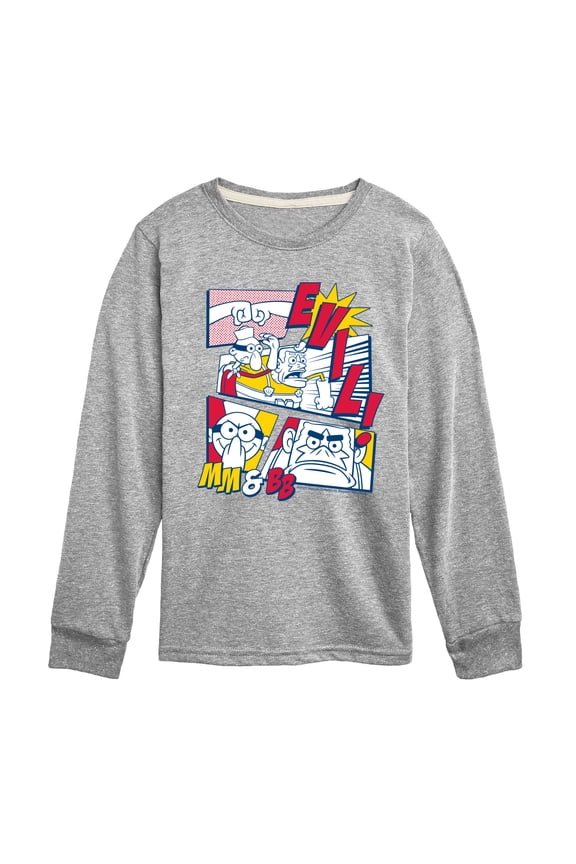 - Mermaid Man And Barnacle Boy Comic Panels - Youth Boys Long Sleeve Graphic T-Shirt