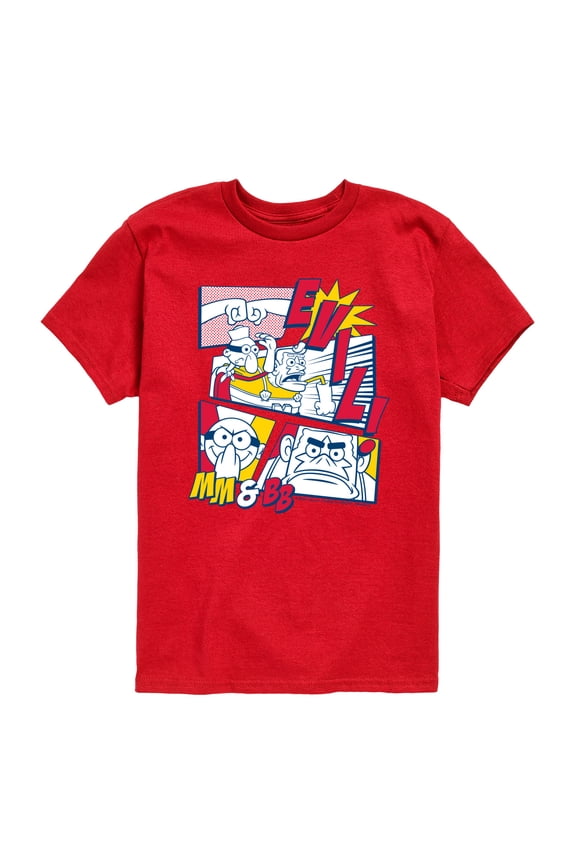 - Mermaid Man And Barnacle Boy Comic Panels - Youth Boys Short Sleeve Graphic T-Shirt