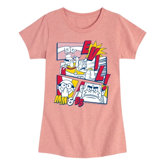 SpongeBob SquarePants - Mermaid Man And Barnacle Boy Comic Panels - Youth Girls Fitted Short Sleeve T-Shirt