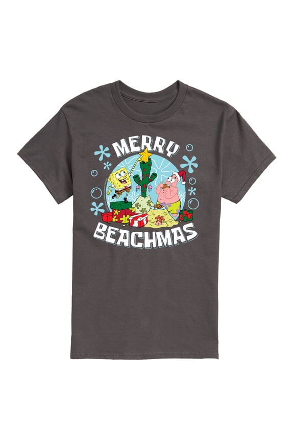 - Merry Beachmas Patrick and Spongebob - Men's Short Sleeve Graphic T-Shirt