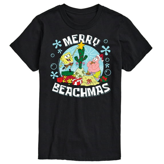 SpongeBob SquarePants - Merry Beachmas Patrick and Spongebob - Men's Short Sleeve Graphic T-Shirt