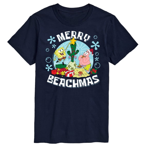 SpongeBob SquarePants - Merry Beachmas Patrick and Spongebob - Men's Short Sleeve Graphic T-Shirt