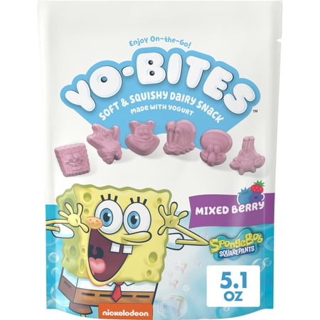 SpongeBob SquarePants Mixed Berry Yo-Bites Dairy Snacks, Made with Yogurt, 5.1 oz Pouch