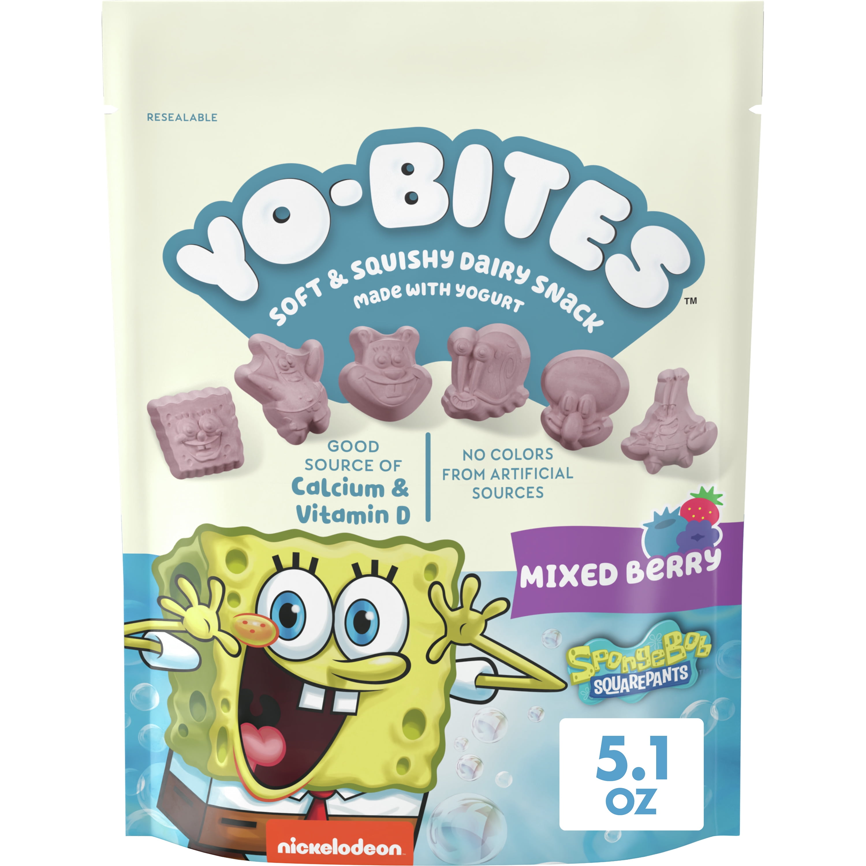 SpongeBob SquarePants Mixed Berry YoBites Dairy Snacks, Made with