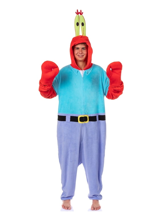 SpongeBob SquarePants Union Suit Mr. Krabs Adult Kigurumi Fleece One Piece Hooded Costume Pajama