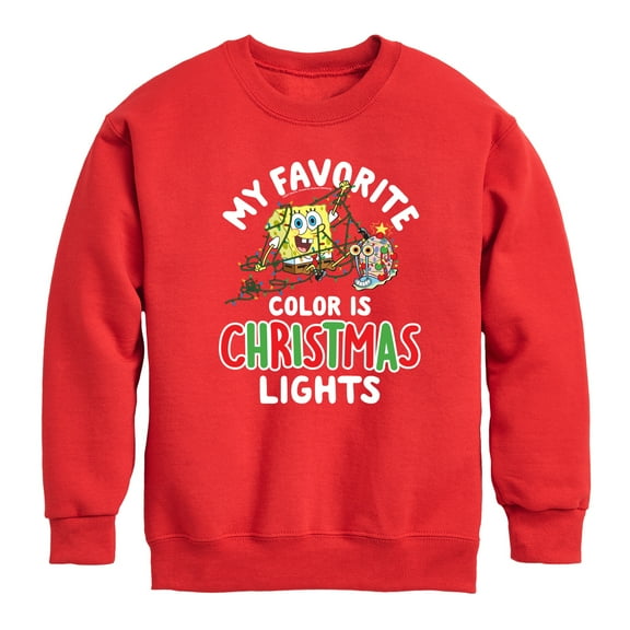 SpongeBob SquarePants - My Favorite Color Is Christmas Lights - Toddler And Youth Crewneck Fleece Sweatshirt
