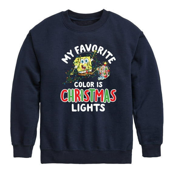 SpongeBob SquarePants - My Favorite Color Is Christmas Lights - Toddler And Youth Crewneck Fleece Sweatshirt