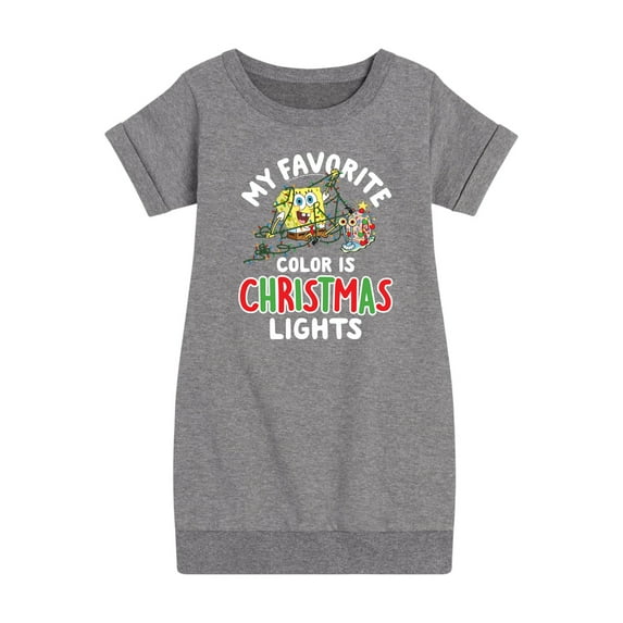SpongeBob SquarePants - My Favorite Color Is Christmas Lights - Toddler And Youth Girls Fleece Dress