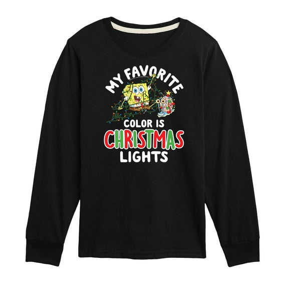 SpongeBob SquarePants - My Favorite Color Is Christmas Lights - Toddler And Youth Long Sleeve Graphic T-Shirt