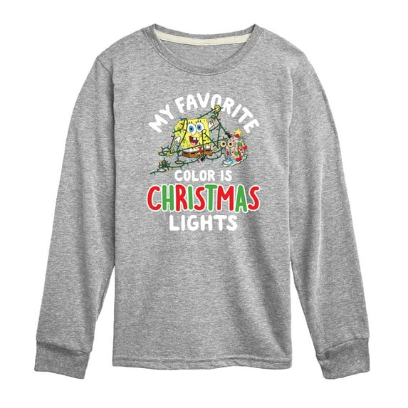 SpongeBob SquarePants - My Favorite Color Is Christmas Lights - Toddler And Youth Long Sleeve Graphic T-Shirt