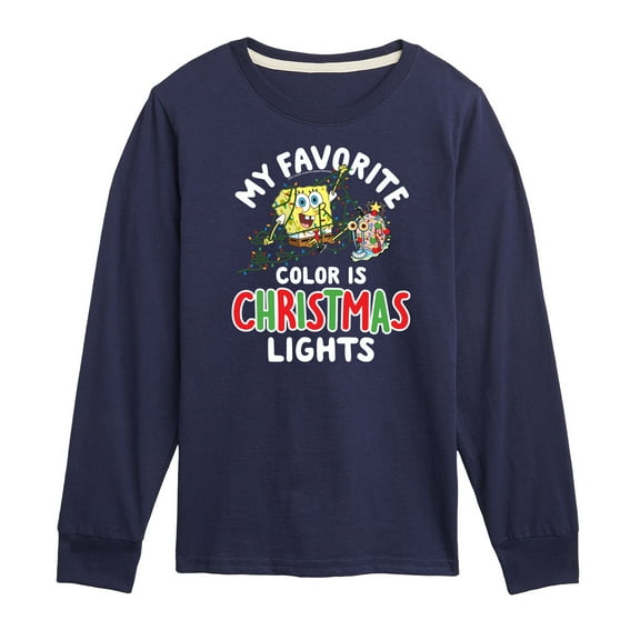 SpongeBob SquarePants - My Favorite Color Is Christmas Lights - Toddler And Youth Long Sleeve Graphic T-Shirt