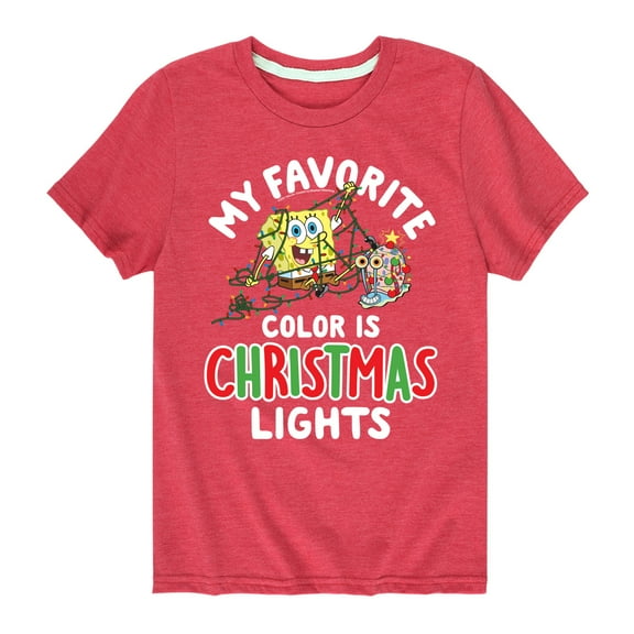 SpongeBob SquarePants - My Favorite Color Is Christmas Lights - Toddler And Youth Short Sleeve Graphic T-Shirt