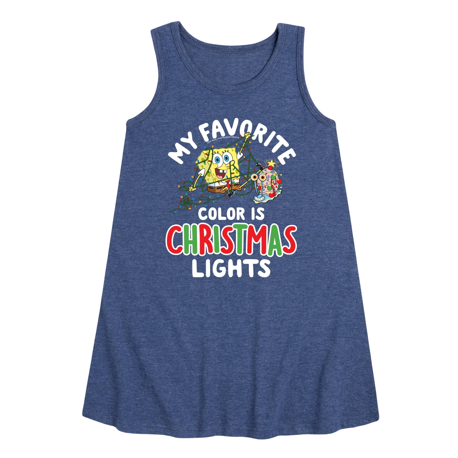 SpongeBob SquarePants - My Favorite Color Is Christmas Lights - Toddler and Youth Girls A-line ...