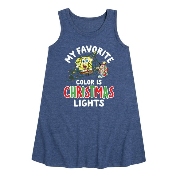 SpongeBob SquarePants - My Favorite Color Is Christmas Lights - Toddler and Youth Girls A-line Dress