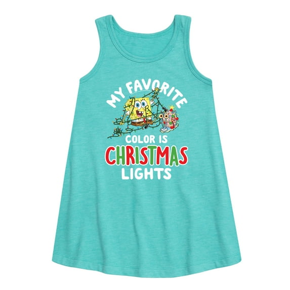 SpongeBob SquarePants - My Favorite Color Is Christmas Lights - Toddler and Youth Girls A-line Dress