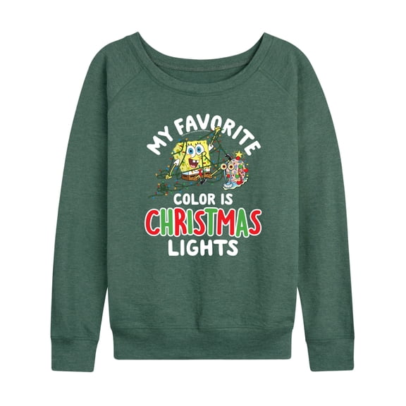 SpongeBob SquarePants - My Favorite Color Is Christmas Lights - Women's Lightweight French Terry Long Sleeve Shirt