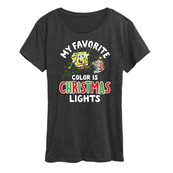 SpongeBob SquarePants - My Favorite Color Is Christmas Lights - Women's Lightweight French Terry Pullover
