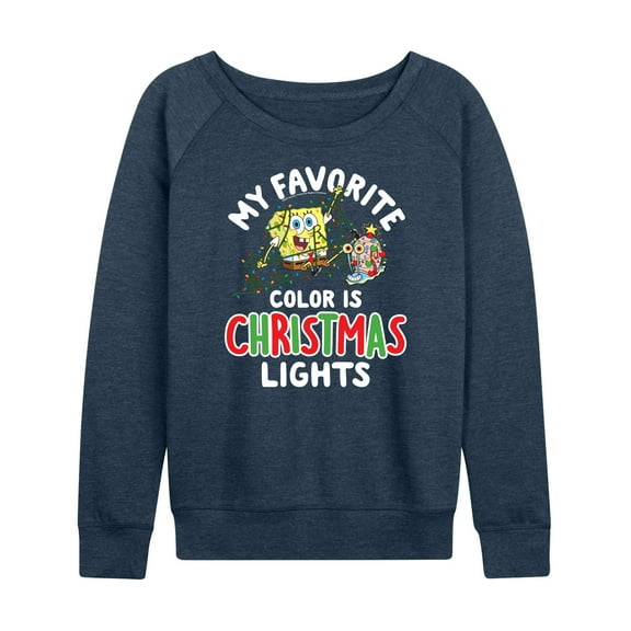 SpongeBob SquarePants - My Favorite Color Is Christmas Lights - Women's Lightweight French Terry Long Sleeve Shirt
