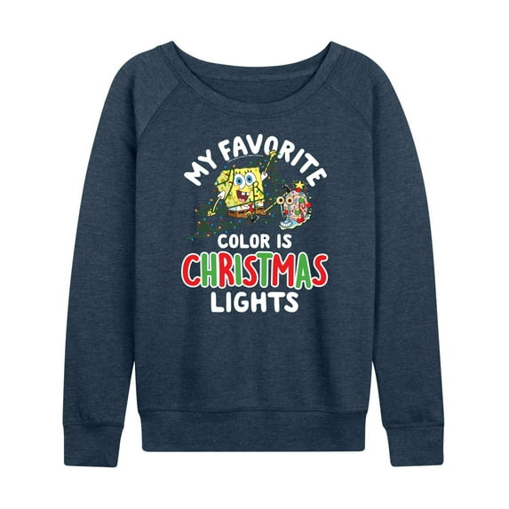 SpongeBob SquarePants - My Favorite Color Is Christmas Lights - Women's Lightweight French Terry Long Sleeve Shirt